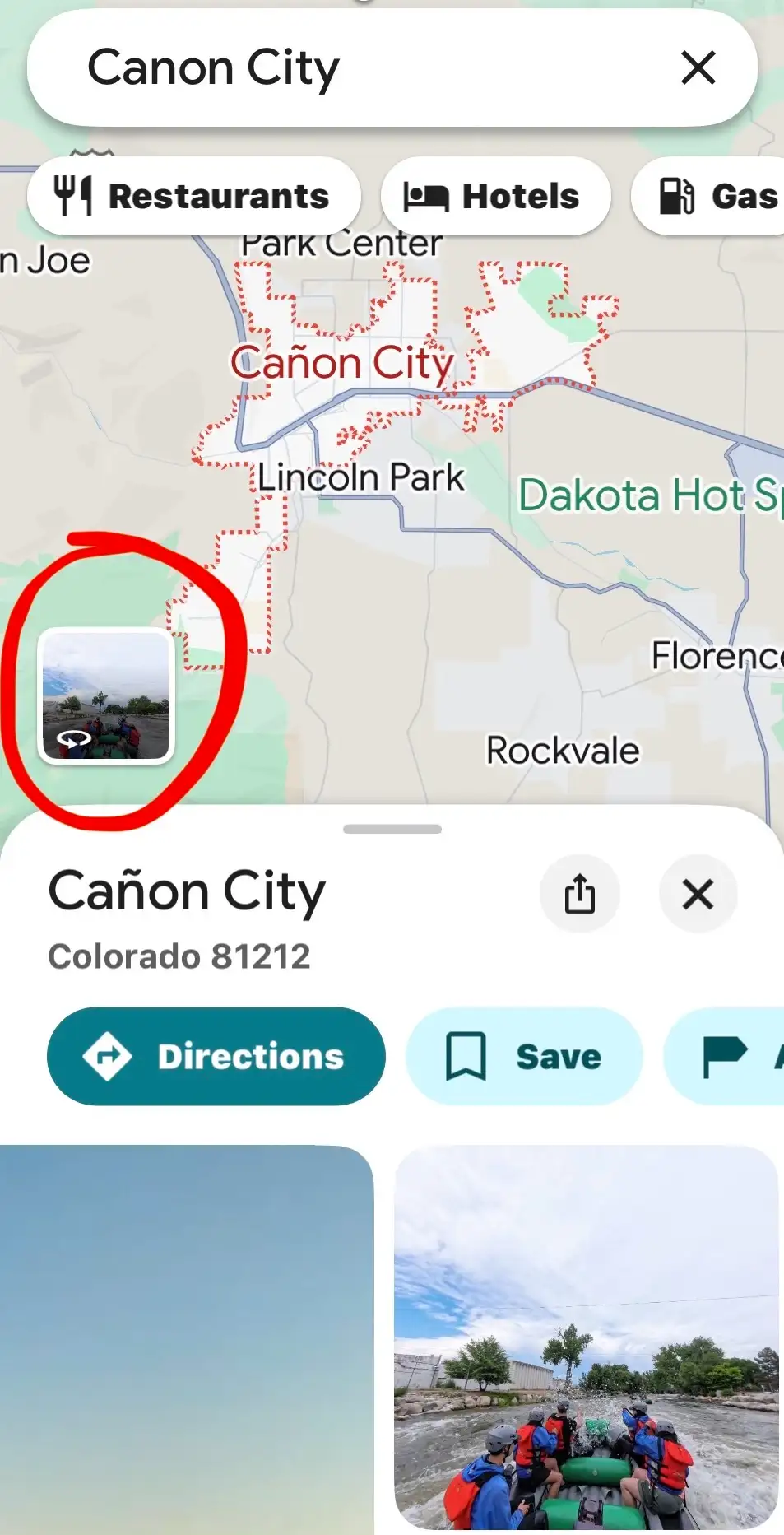 Cañon City iPhone Screenshot on Google maps