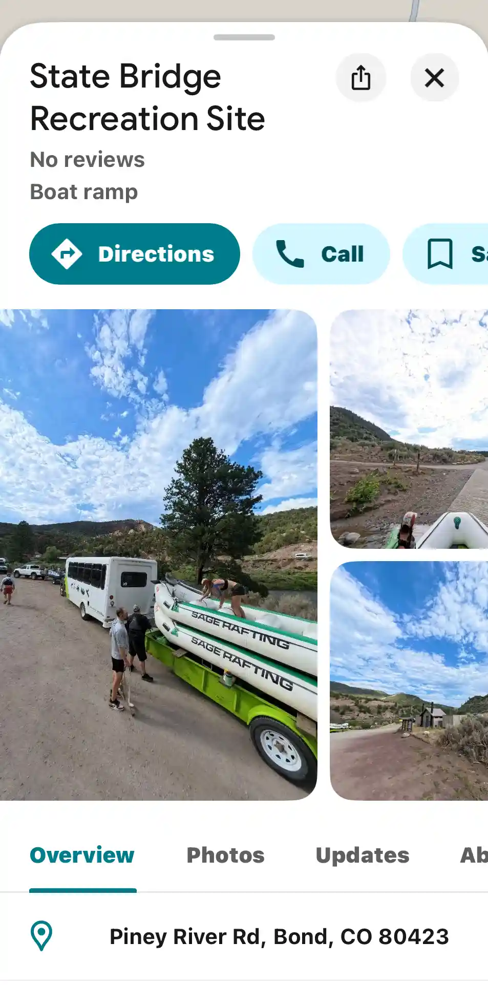 State Bridge Recreation Site Google Maps profile